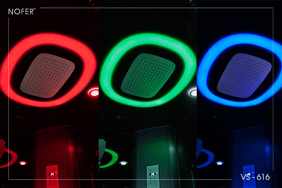 Hệ thống đèn LED đa sắc của phòng xông hơi
